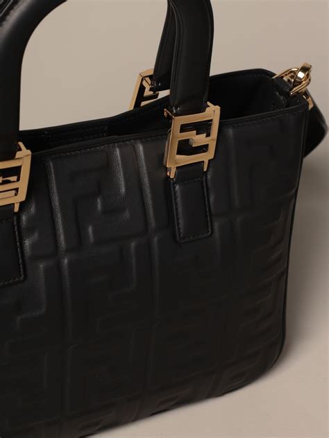 fendi appliqued leather tote|fendi black handbags.